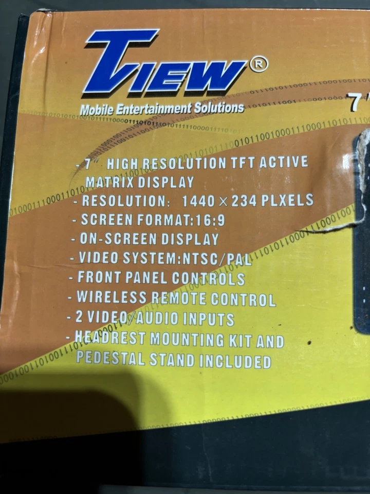 NEW TView 7" TFT LCD Headrest Monitor Kit Set Stand Remote Model T711HR Headrest - Image 2 of 2