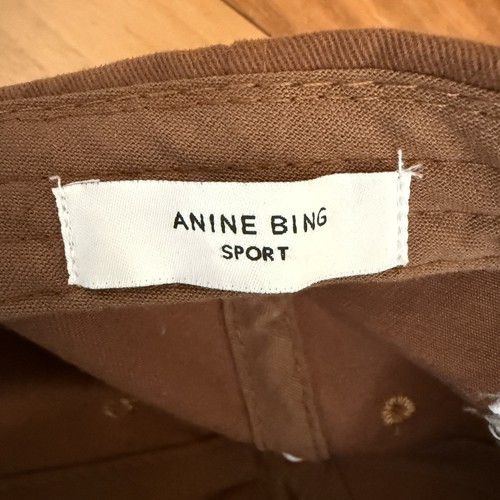 Anine Bing Womens Embroidered Logo Canvas Baseball Cap Hat Brown One Size - Photo 8/8