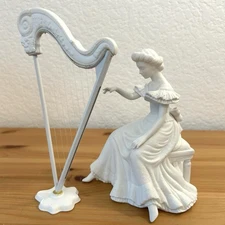 Dept 56 Winter Silhouette Christmas ~ Harpist ~ Porcelain EXCELLENT CONDITION
