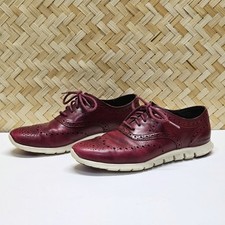 Cole Haan Zerogrand Red Burgundy Leather Wingtip Oxford Women's Size 9 B Preppy