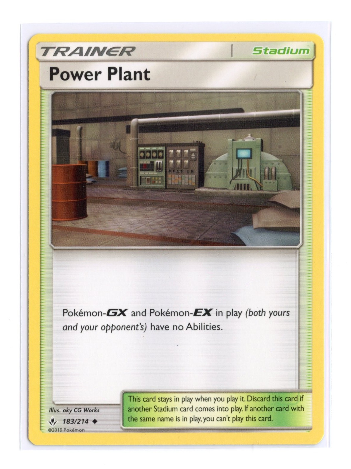 Power Plant 183/214 Uncommon Normal SM - Unbroken Bonds Pokemon MP
