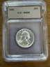 1964 Quarter ICG Graded MS66 Silver Uncirculated 90%