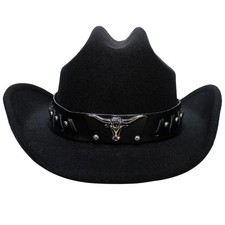 Black Cowboy Hats for Men Women Cowgirl Hats with Hat Band for Cattleman We...