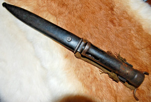 Vintage Brazilian Rifle Knife Bayonet & Scabbard - Military Surplus