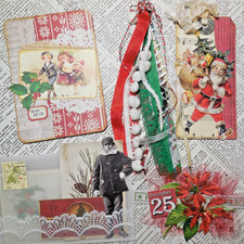 Handmade Christmas Embellishments Junk Journal Ephemera Altered Book Scrapbook
