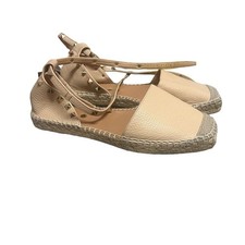 ✅Maypol Blush Leather Studded Espadrille Flat Sandal Sz 9- NWOT