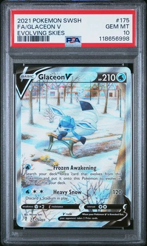 2021 POKEMON SWORD & SHIELD EVOLVING SKIES #175 FULL ART/GLACEON V PSA 10