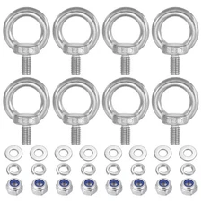 8Pcs M8 x 13mm 304 Stainless Steel Lifting Shoulder Eye Bolt with Nuts Washers