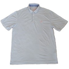 Johnnie O Mens Prep Peformance Polo Shirt Striped Pink Logo Size Large