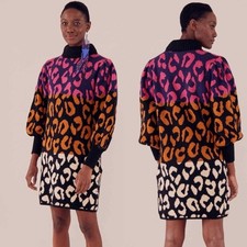 Farm Rio Rainbow leopard print knit dress size small 