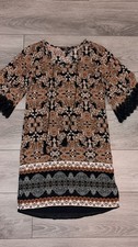 Mlle Gabrielle Small Dress Boho Tassle Vneck Lace Accents Multicolor EUC