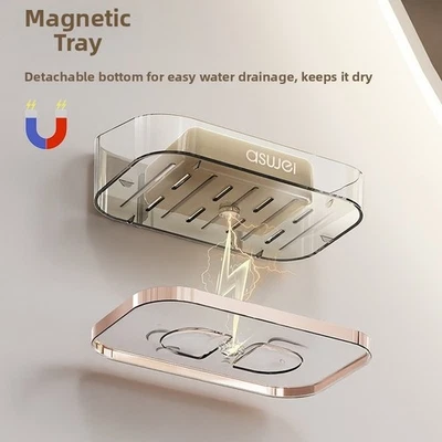 Magnetische Wand Seifenschale PET Transparent Silber Rosegold 14x9,2x4,9cm - Bild 1 von 4