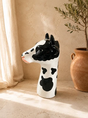Große XL Schöne Vase Kuh Höhe 32 cm Weiß Schwarz Keramik - Bild 1 von 4