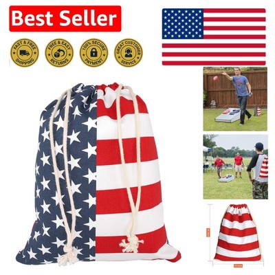 Heavy-Duty Cornhole Tote Bag - Durable Storage for 8 Bean Bags, Patriotic Style