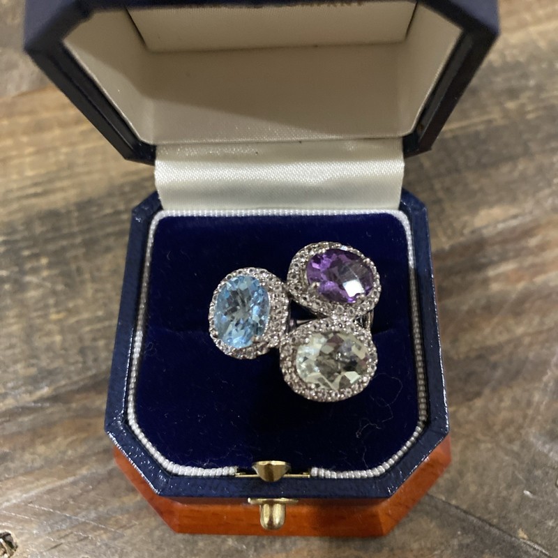 Rarities Carol Brodie Topaz Ring Silver 7 White Topaz