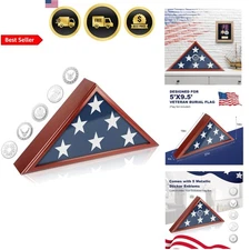 Flag Display Case for Burial Flag Wooden Wall Mount Flag Holder for Veteran
