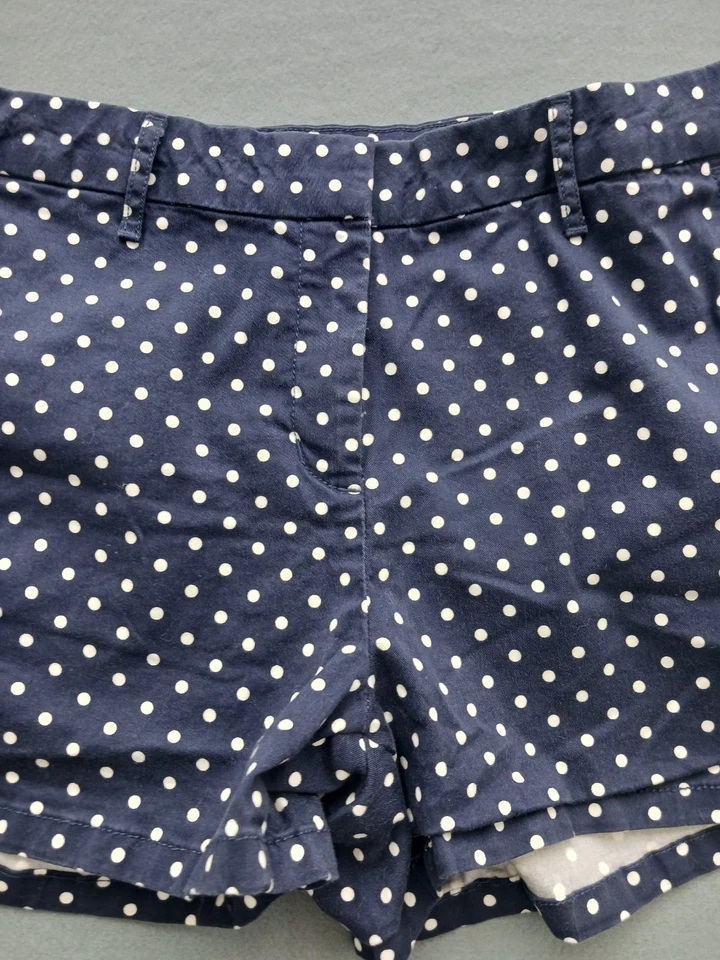 Pantalones cortos elegantes para mujer ELLE talla 8 azul marino a lunares de algodón Foto 4 de 4