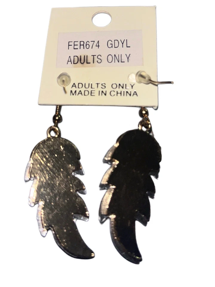 DA Vinci Lead And Nickel Safe Glamorous Yellow Rhinestone Feather Earrings - Image 3 of 3