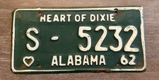 1962 Alabama State Owned License Plate