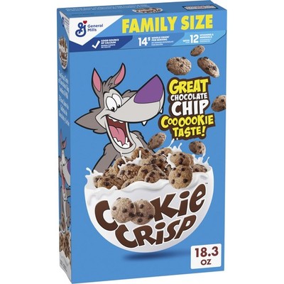 Cookie Crisp Breakfast Cereal Family Size 18.3 Oz Chocolate Chip Cookie Taste