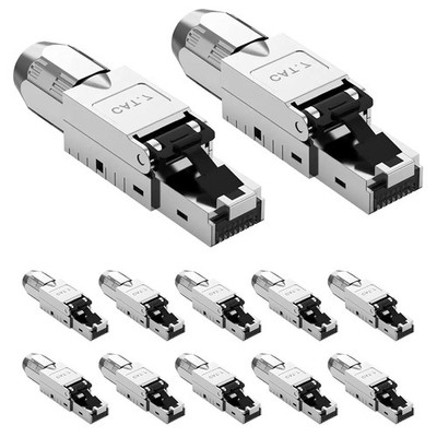 12x CAT 7 Netzwerkstecker RJ45 Stecker, Lan stecker cat 7 Werkzeuglos LSA 10 ...