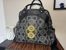 Petunia Pickle Bottom Boxy Backpack Diaper Bag Black Gray Print Convertible bag