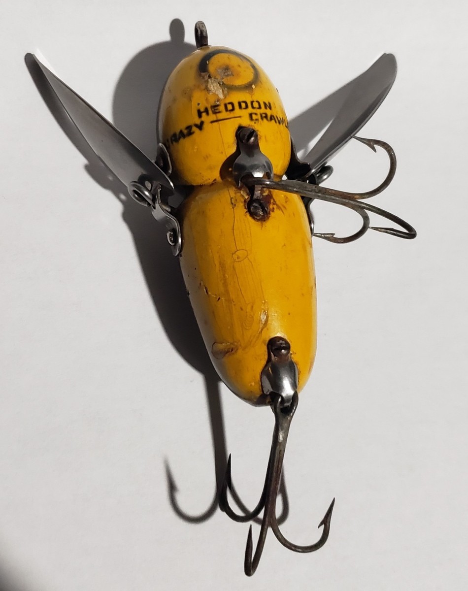 Vintage Heddon Bull Frog Musky Crazy Crawler Minnow Antique
