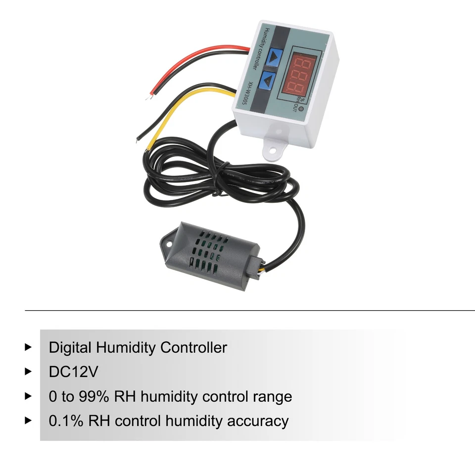 12V DC Digital Humidity Sensor Hygrometer Switch Controller 0 to 99% RH XH-W3005 Foto 3 de 4