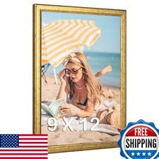MOUDAMION Wood 9x12 Gold Ornate Picture Frame for 9x12in Poster Photo Art