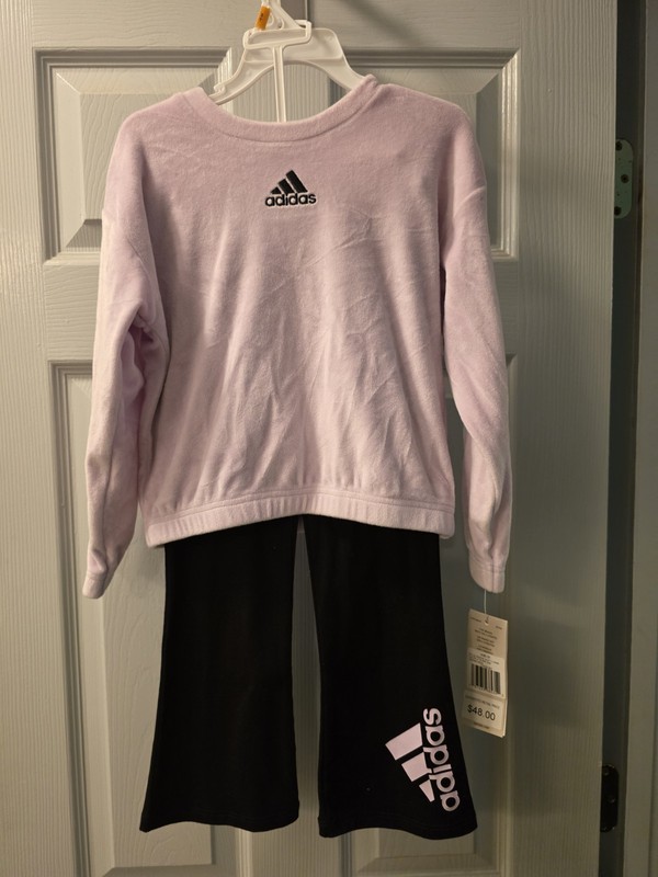 Adidas Velour Sweatshirt & Flare Leggings 2 Piece Set Purple Girls Size 3T