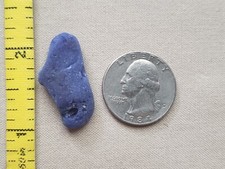 PURE BEACH SEA GLASS SURF TUMBLED DARK SLAG SOLID BLUE LAVA BONFIRE PENDANT V1