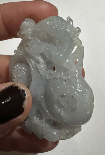 Carved Green Jade Jadeite Celadon Happy Buddha Chinese Amulet 32g Pendant - Picture 5 of 14