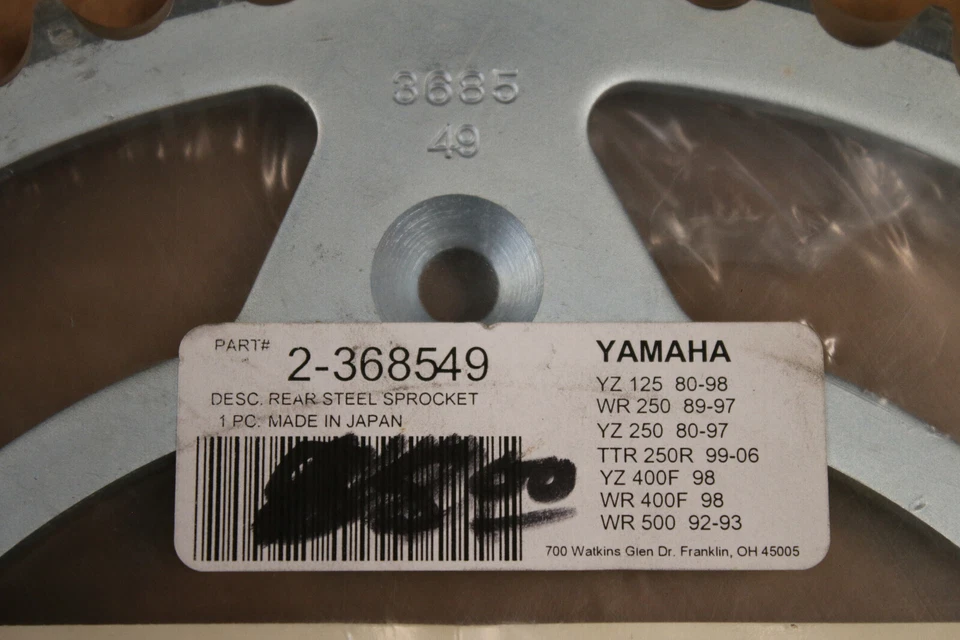 New Sunstar Sprocket 2-368549 520 49T Yamaha TTR 250 WR 500 YZ 125 400 Rear — 第 4/4 张图片