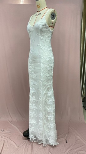 Vestido formal para mujer - Vestido formal blanco con cuello en V - Imagen 10 de 19