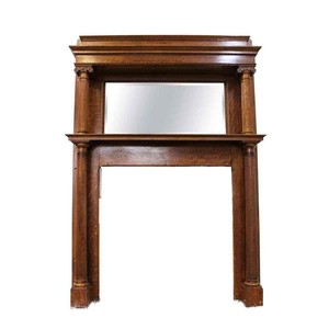 Antique Oak Fireplace Mantel Insert W Mirror Circa Late 1800s Ebay