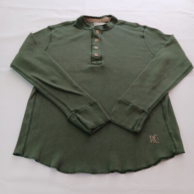 Authentic Red Camel 4-Button Men s Green Cotton Sweatshirt Long Sleeve Sz Large 