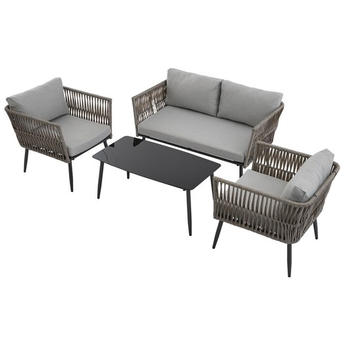 4-Sitzer Gartenmöbel Set Outdoor Sofa Loungemöbel Sitzgruppe mit Tisch Stuhlset - Bild 3 von 14