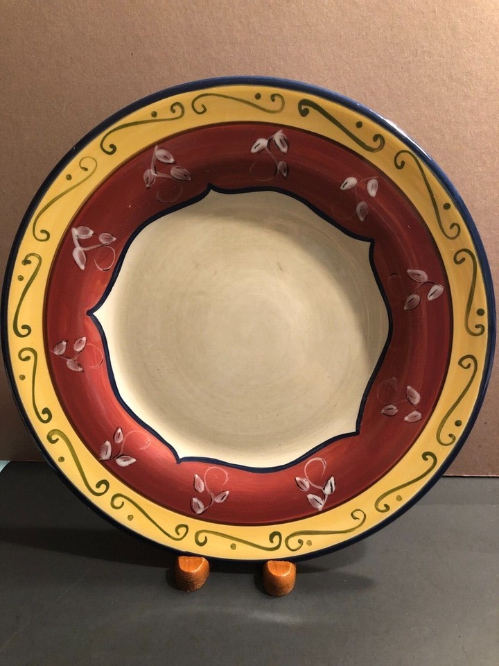 Pier 1 Vallarta Earthenware Mug - 16 Ounce Ceramic Mug, Red & Yellow Floral Design, Microwave & Dishwasher Safe