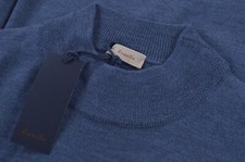 Maglione Zanella nuovo con etichetta lana merino finto collo taglia M colore blu tinta unita