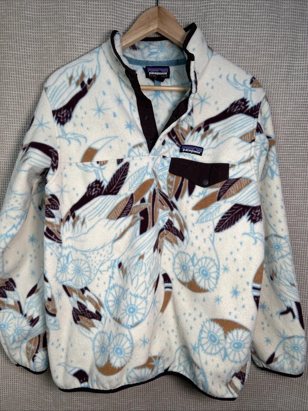 patagonia synchilla snap-t fleece harvest moon owl sweater