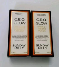 Lot Of 2-Sunday Riley CEO Glow Vitamin C + Turmeric Face Oil .17 oz/5ml 
