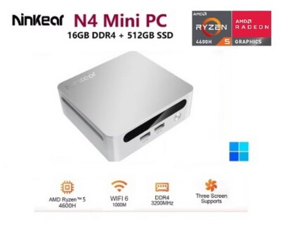 Ninkear N4 Mini PC, AMD Ryzen 5 4600h 4.5 GHz, 16GB DDR4, 512GB SSD