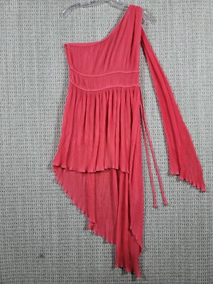 Moda International Grecian Style Pink One Shoulder Asymmetrical Tunic Top Sz M