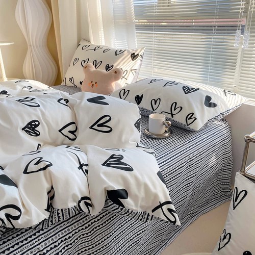 Hearts Kids Duvet Cover Set Twin 100% Cotton Bedding for Boys Girls Teens Sin... - Picture 6 of 7