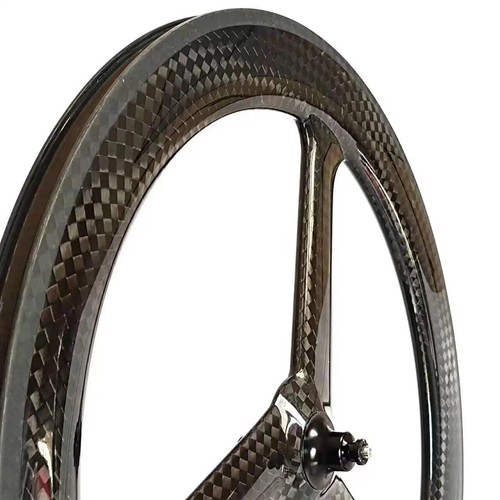 700C Carbon 3 Spoke Wheelset TT Road Track Bike Tubeless Tubular Rim 27mmx69mm - Picture 9 of 14