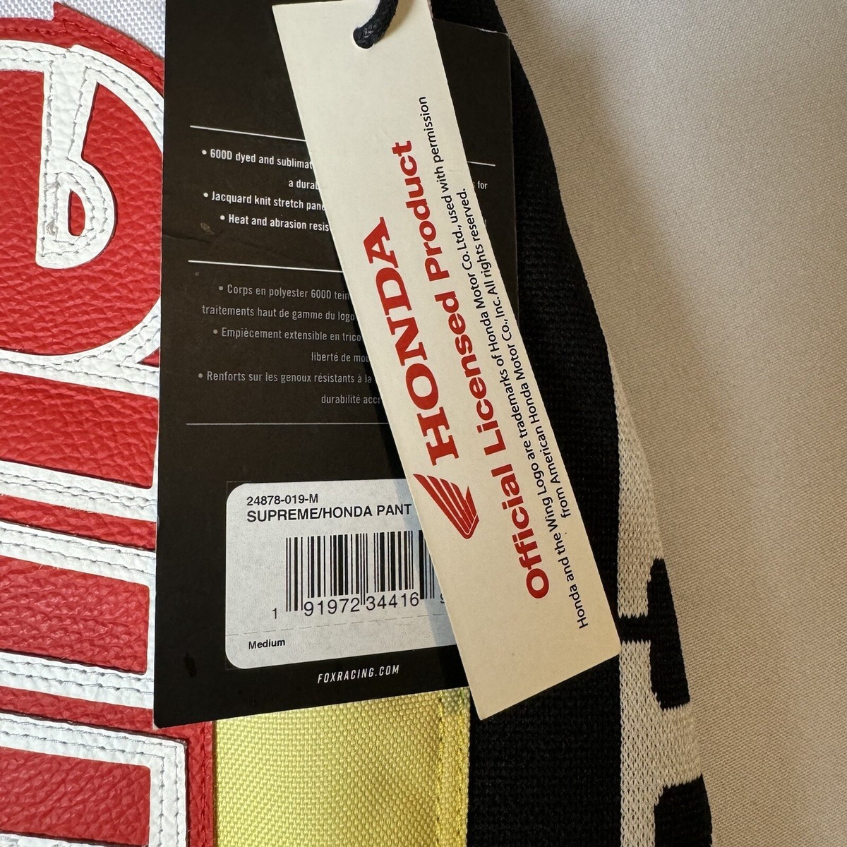Supreme Honda Fox Racing Moto Pant Yellow Red Black Mens Medium