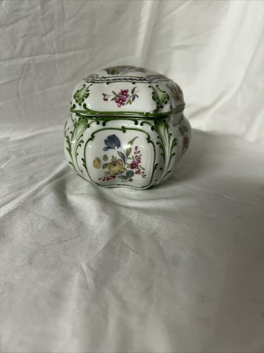 Antique Porcelain French Candy Dish With Lid - Large Hand-painted Bonbonier - Picture 4 of 7