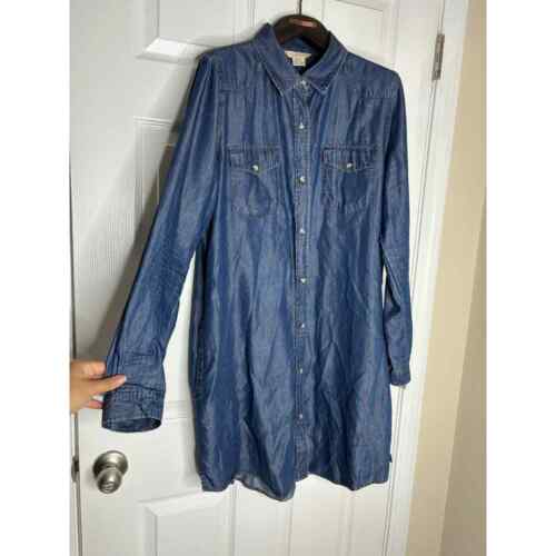 French Connection Chambray long sleeve shirt button up dress  - Picture 1 of 11