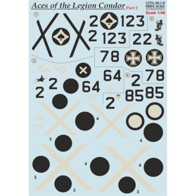 Print Scale 48-118 Decal for airplane 1:48 Aces Legion Condor Part 1 Waterslide