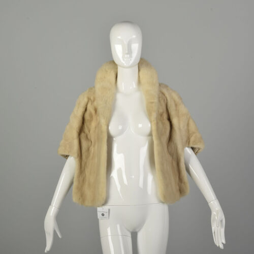 OSFM années 1950 blonde vrai vison fourrure étole chaud hiver enveloppant châle collier cape vintage - Photo 1 sur 10